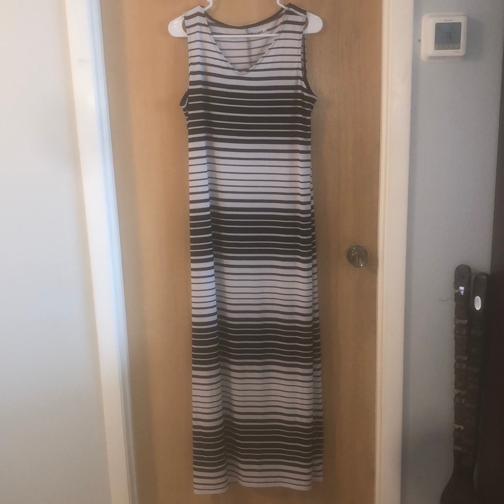 Apt. 9 Striped Maxi Tank Dress Black White Stretchy Spandex Size XL